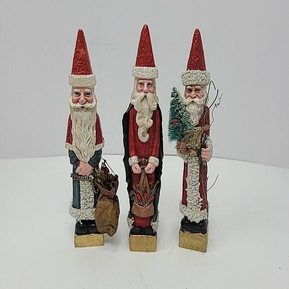 Lot of 3 Porcelain Santas Doll Ornaments Victorian Elder Beerman Original Box - Picture 1 of 10